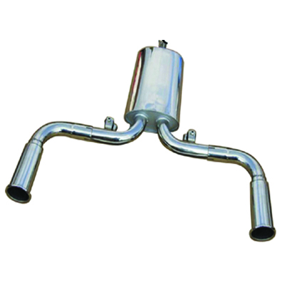 STAINLESS STEEL DUAL EXIT BACK BOX WITH 3" ROUND TAIL PIPES